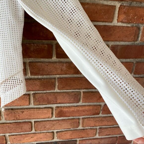 Chico's Layered See-Through Square Print Mesh Blazer White Size 1 - Picture 11 of 12